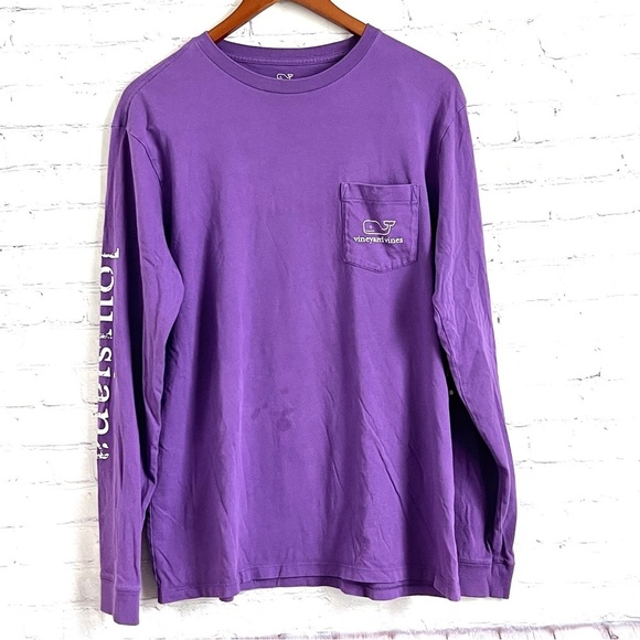 Vineyard Vines University Of Louisiana T-Shirt Long Sleeve Purple Men’s - Picture 4 of 9